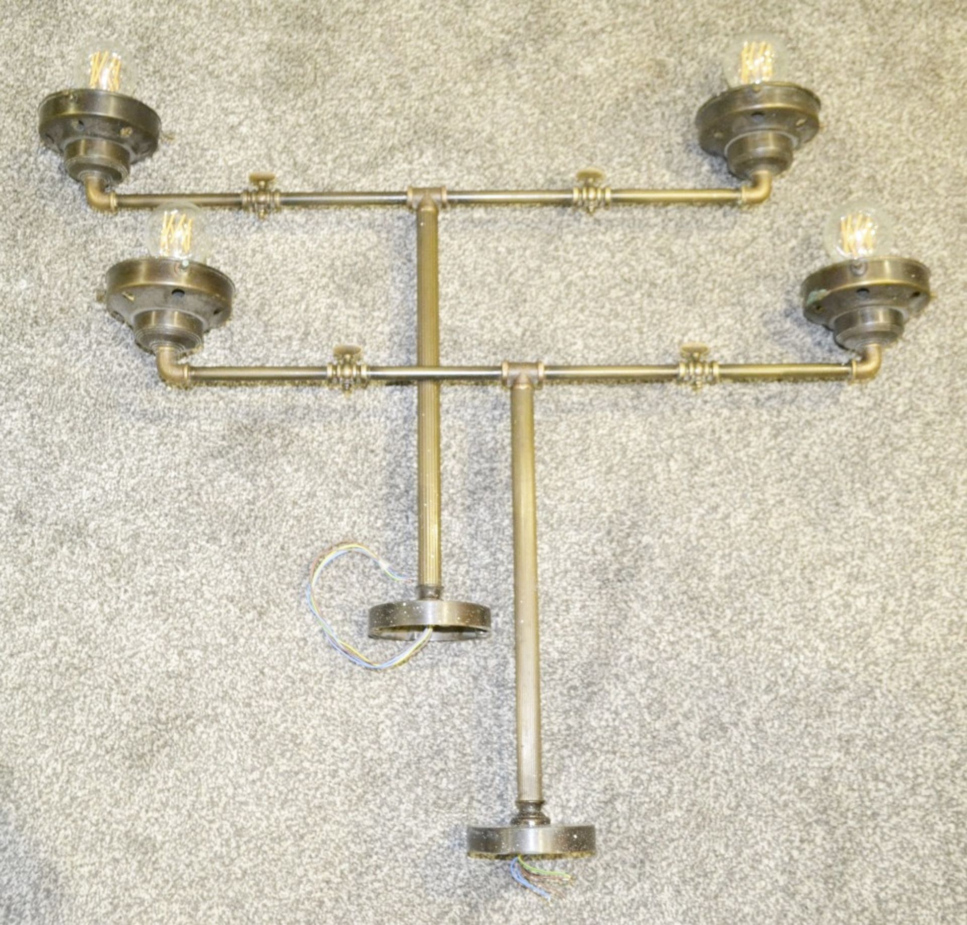 A Pair Of Industrial-Style 2-Sconce Light Fittings With With Opal Glass Shades - Bild 3 aus 7