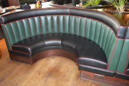 1 x Contemporary Half Circle Seating Booth - Features a Leather Upholstery in Green and Black,