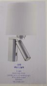 2 x Searchlight LED Switched Wall Lights With Room Light, Reading Light, Glass Shade and Satin