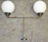 A Pair Of Industrial-Style 2-Sconce Light Fittings With With Opal Glass Shades