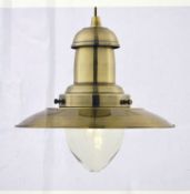 1 x Searchlight Fisherman Antique Brass Light With Clear Glass Shade - 32cm Diameter - 4301AB