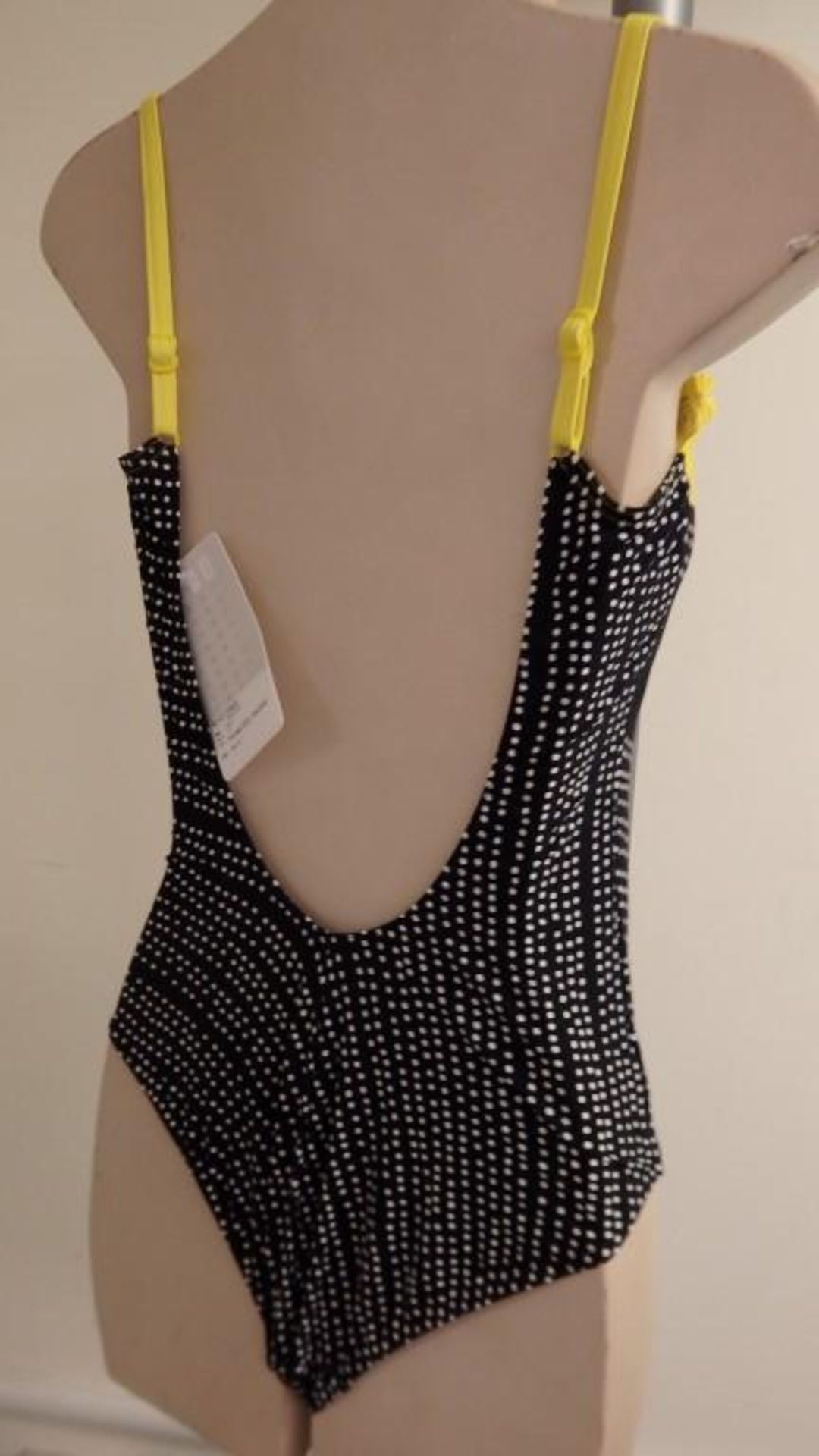 1 x Rasurel - Black Polka dot with canary yellow trim & frill Tobago Swimsuit - R21031 - Size 2 - UK - Image 4 of 8