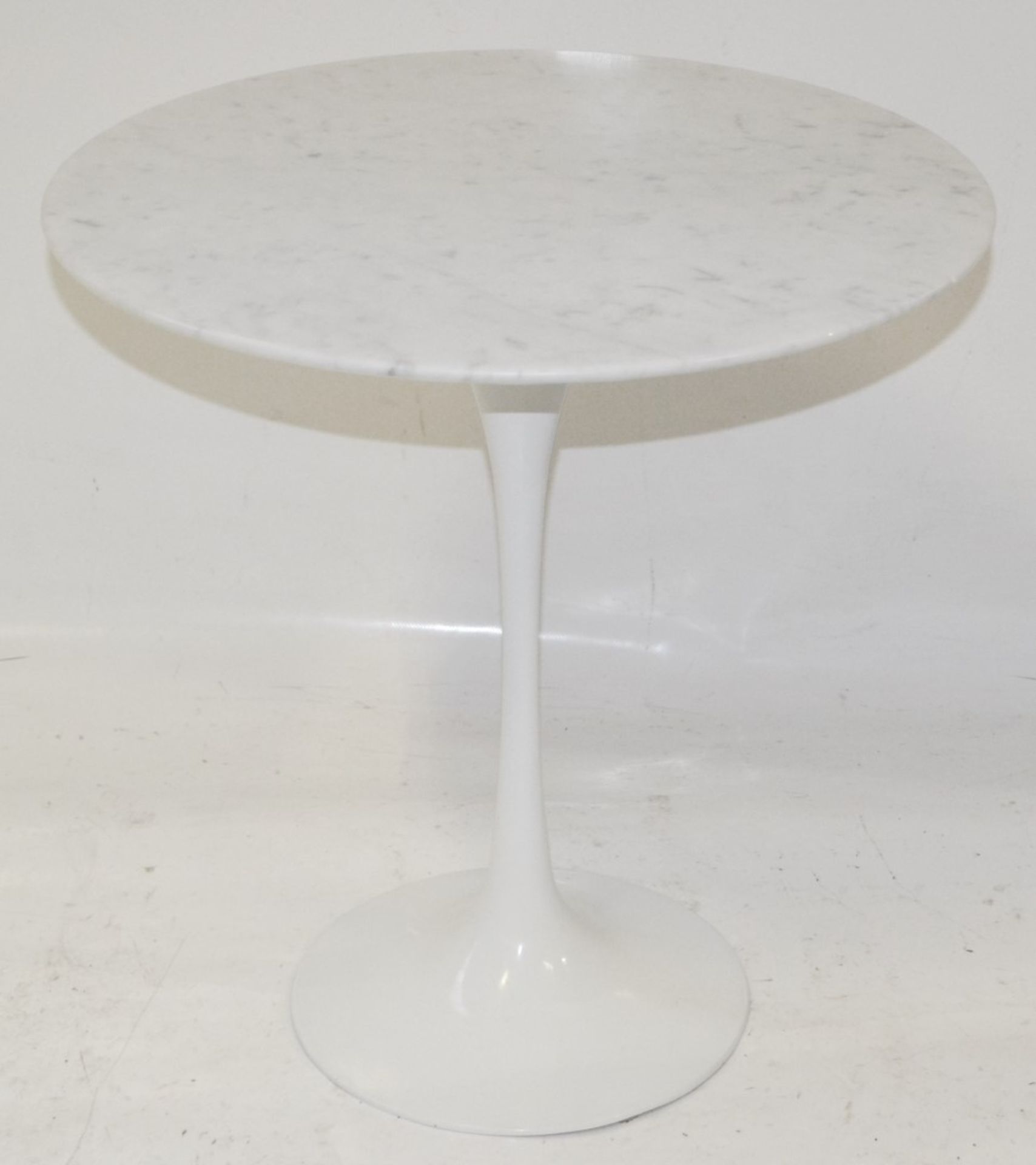 1 x White Marble-Topped Tulip Table In The Style Of Eero Saarinen, In Good Overall Condition - CL327
