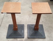 A Pair Of Metal Base Wooden Stem Table Bases - CL431 - Location: Altrincham WA14