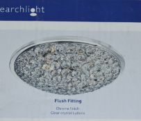 1 x Searchlight Orion Chrome / Crystal Flush Ceiling Light - Product Code 4163-35CC - New Boxed