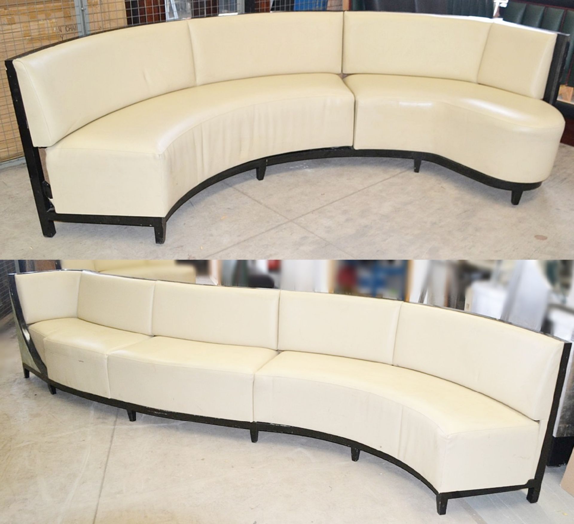 5 x Assorted Sections Of Curved Commercial Seating Upholstered In A Cream Faux Leather