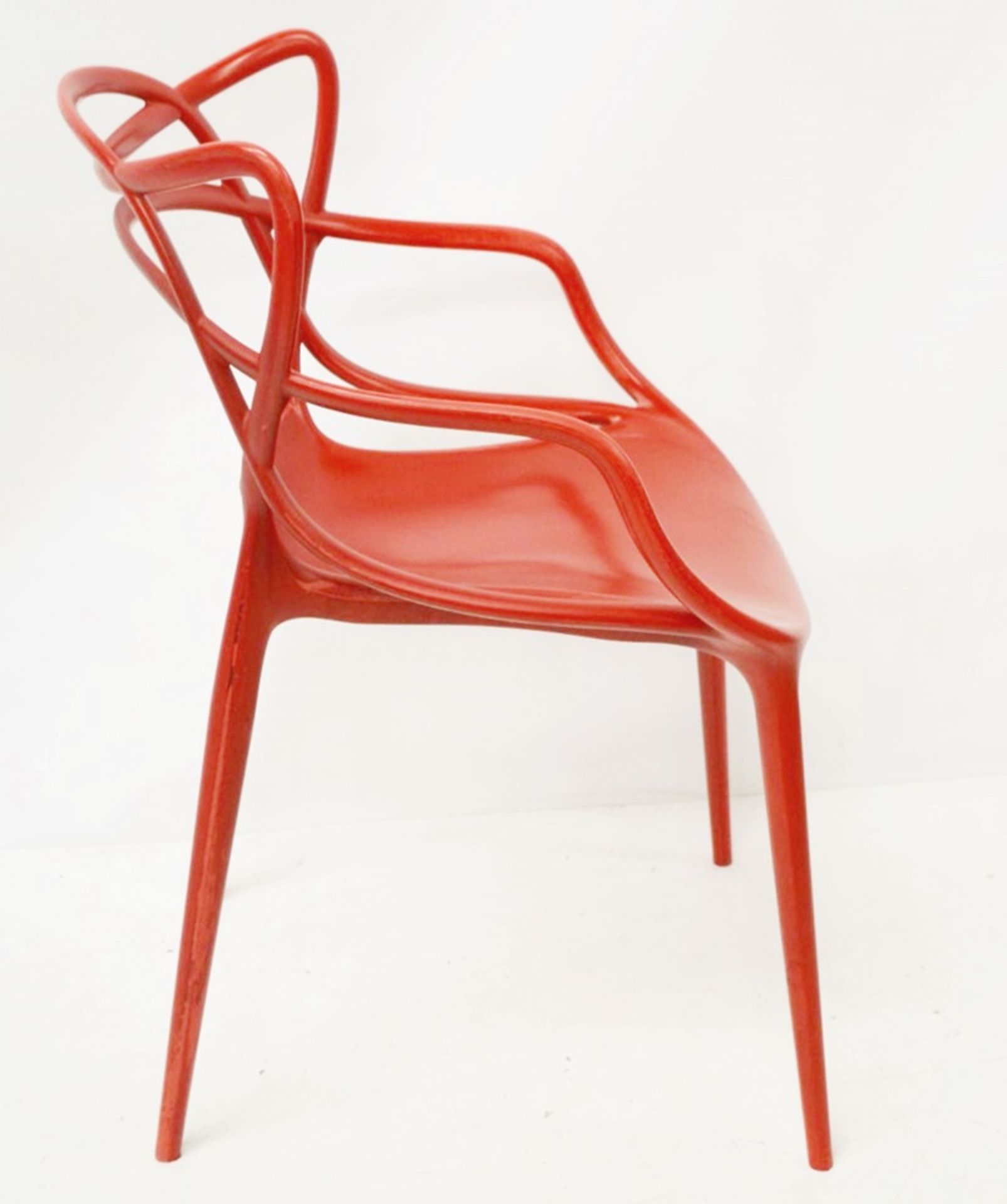 10 x Philippe Starck For Kartell 'Masters' Designer Red Gloss Bistro Chairs - Made In Italy - Used - Image 8 of 9