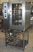 1 x Rational CMP101 CombiMaster Plus Model 101 3 Phase 10 Grid Combi Oven With Stand - H175 x W85
