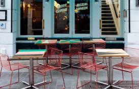 6 x Wire Outdoor Chairs In Red - Dimensions To Follow - Recently Removed From A City Centre