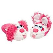 25 x Stompeez Pink Perky Puppy Slippers - Fleece Slip-On Children's Slippers - Size Small 10 to 12 -