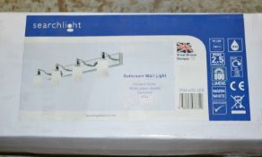 1 x Searchlight Chrome 4-Light Wall Bar With White Glass Shades - 2934-4CC-LED - New Boxed Stock - C