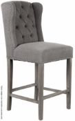 2 x HOUSE OF SPARKLES Luxury Wing Back Bar Stools In A Silver Linen - Brand New Boxed Stock -