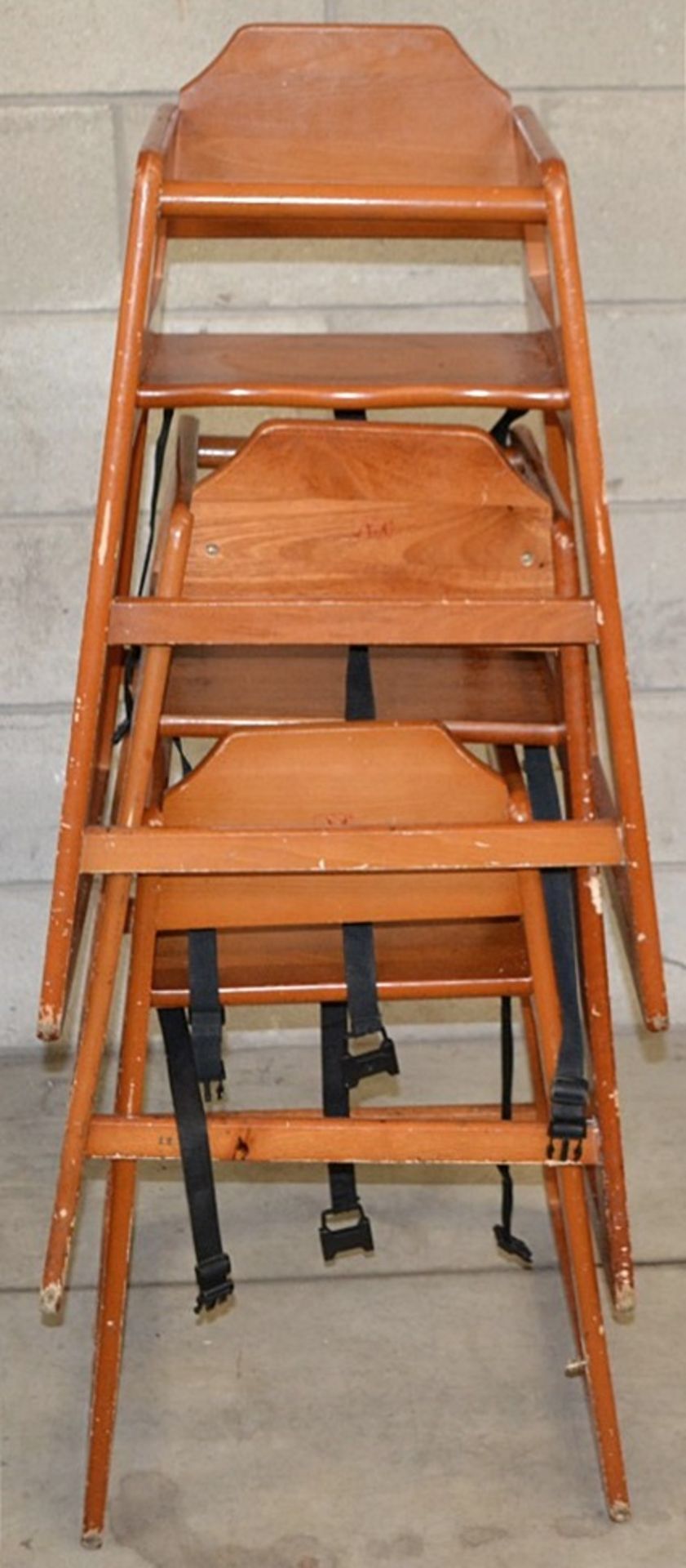 3 x Wooden Childrens High Chairs - Recently Removed From A Well-known Themed Restaurant - Ref946