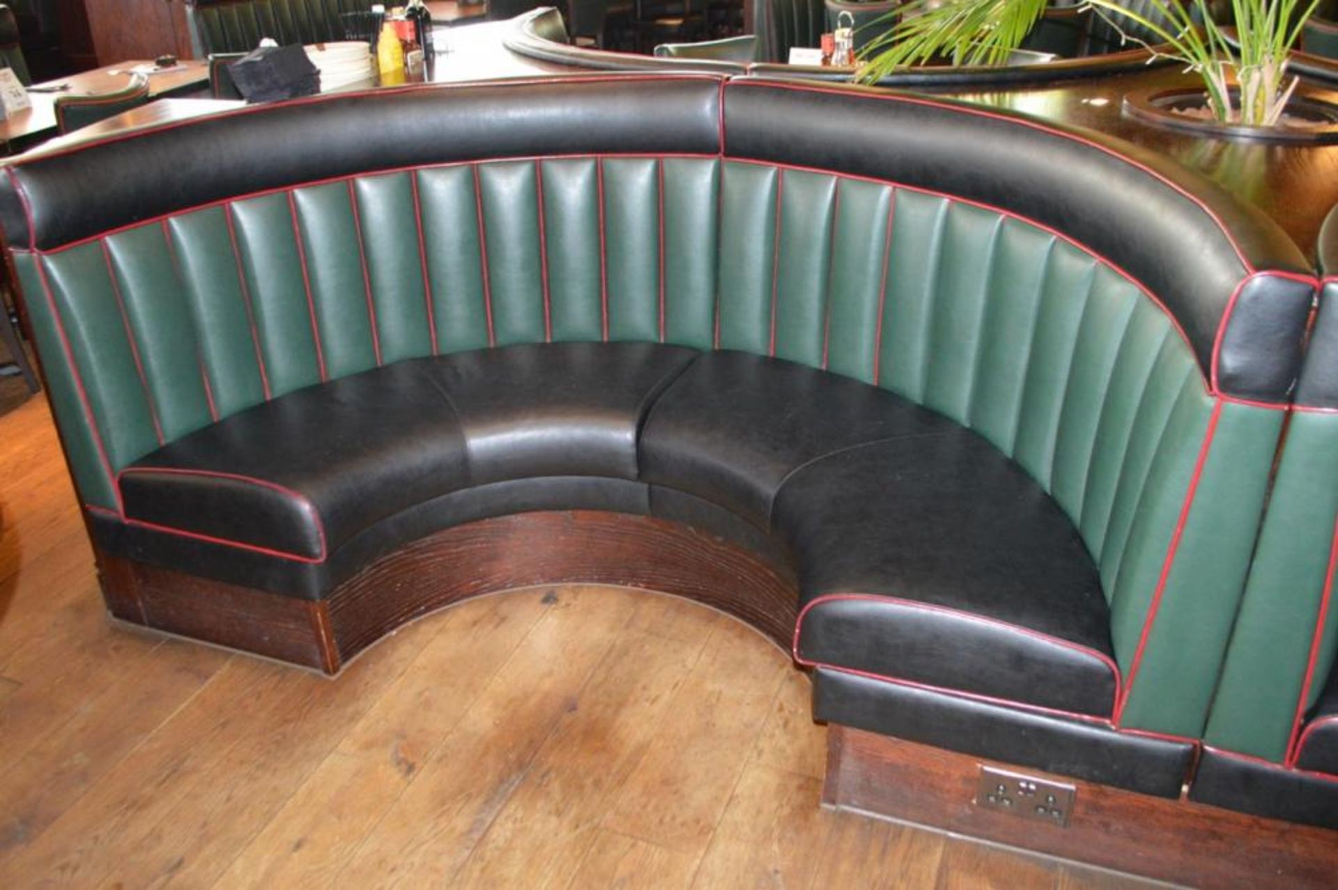 2 x Contemporary Half Circle Seating Booths - Pair of - Features a Leather Upholstery in Green and
