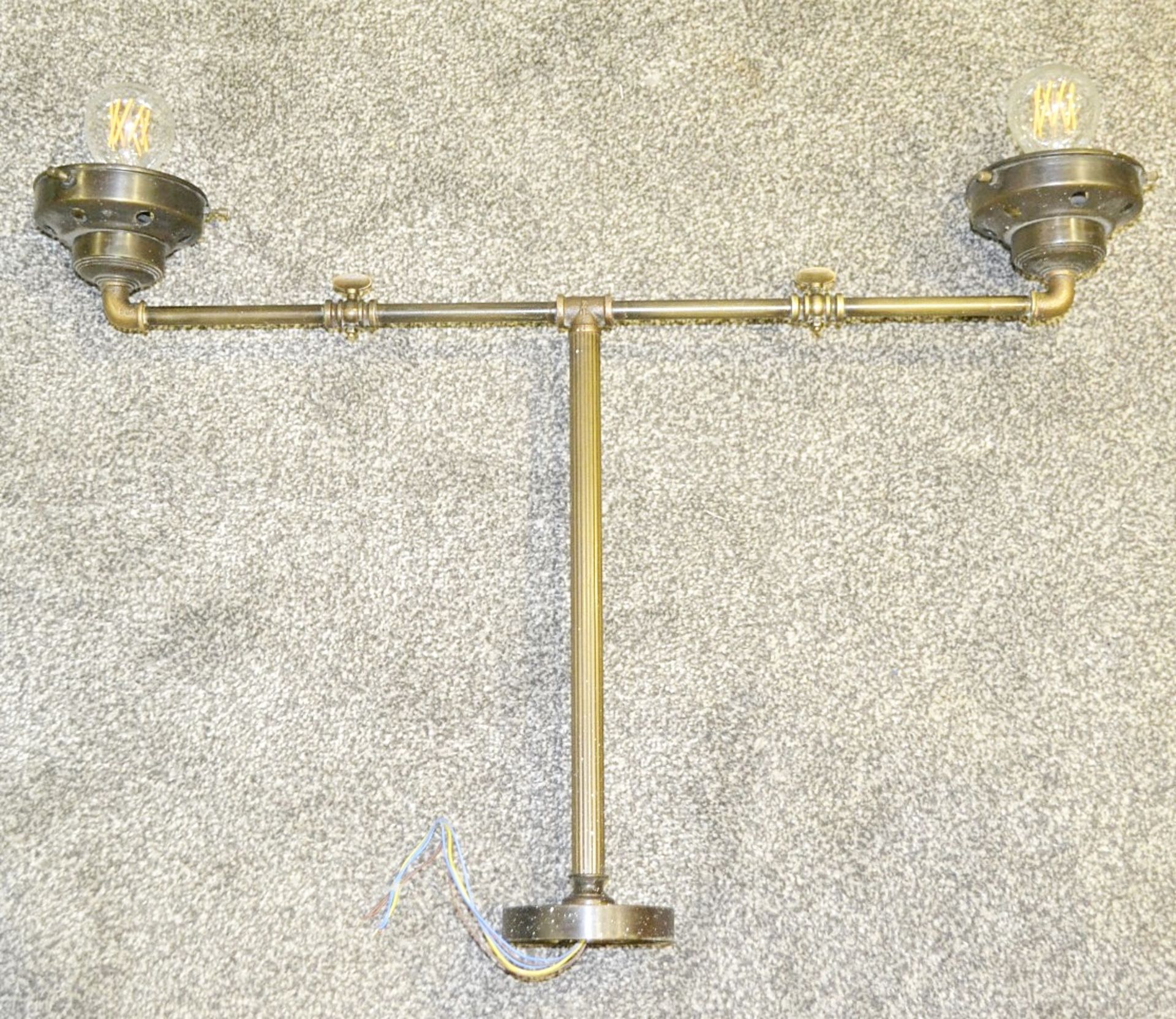 A Pair Of Industrial-Style 2-Sconce Light Fittings With With Opal Glass Shades - Bild 4 aus 7