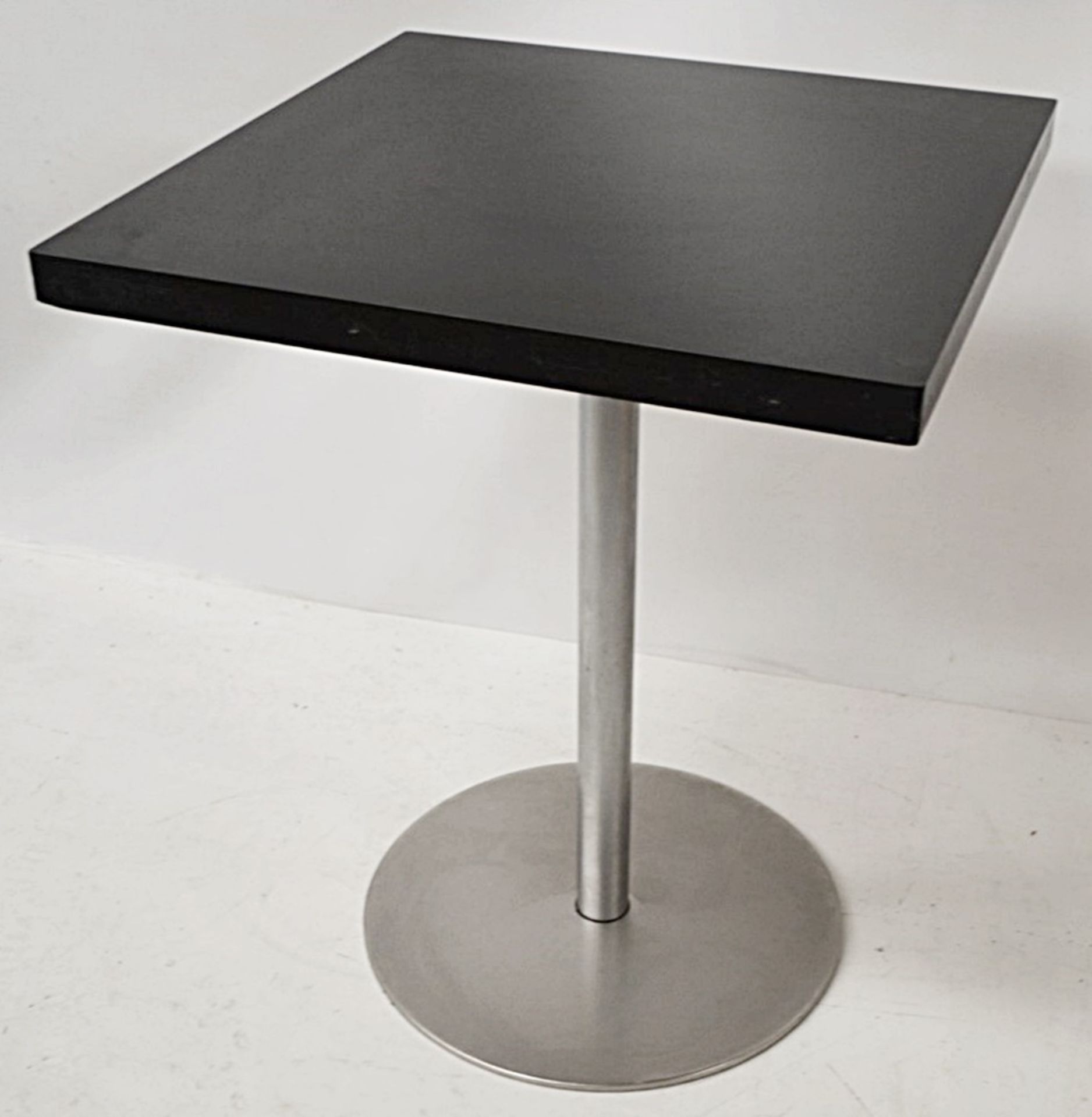 5 x Square Black Indoor Cafe Bistro Tables with Chrome Bases - Dimensions: 60 x 60 x Height 74cm - Image 4 of 4