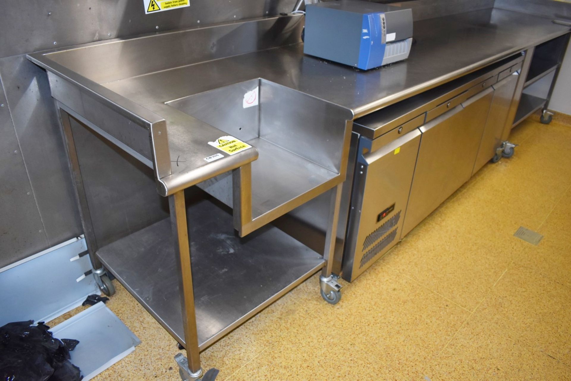 1 x Commercial Kitchen Prep Bench on Castors - Large 13ft Size - Features Upstand Splashback and - Bild 9 aus 12