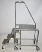1 x Metal Craft Industries Mobile Platform Step Ladder - Mobile Platform With 3 Tread Pull Out