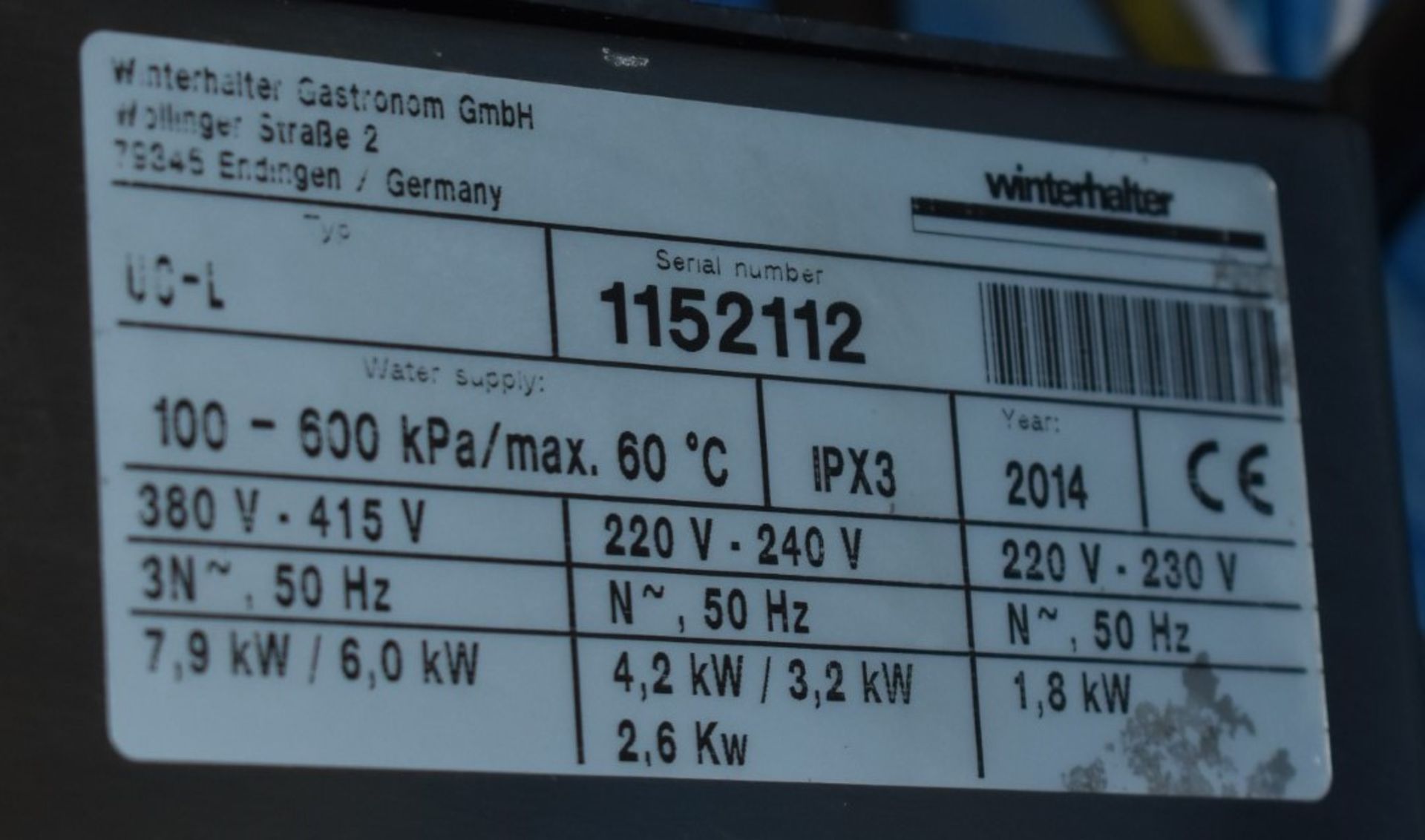 1 x Winterhalter UC-L Undercounter Commercial Dishwasher - 2014 Model With 3 Phase Power - Stainless - Image 5 of 15