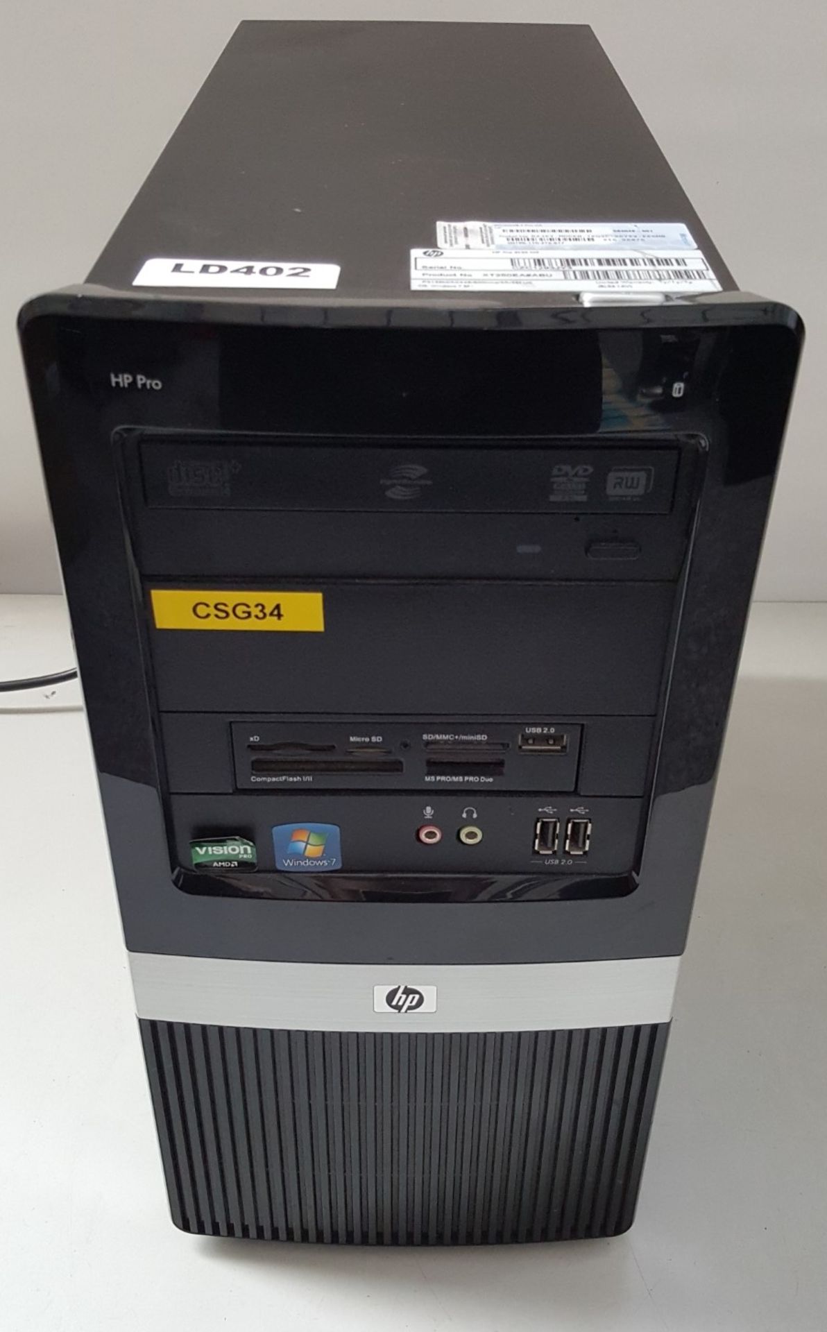 1 x HP Pro 3125 MT Athlon X3 440 Processor 3GHz 3GB RAM Desktop PC - Ref LD402 - Image 3 of 10