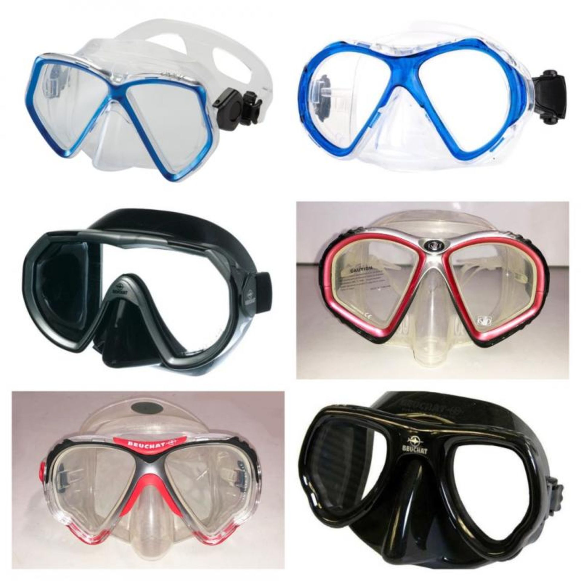 6 x New Branded Diving Masks - Ref: NS391, NS392, NS393, NS394, NS395, NS396 - CL349 - Altrincham WA