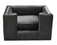1 x HOUSE OF SPARKLES 'Ellis' Luxury Dog / Cat Pet Bed - Richly Upholstered In Black Velvet -