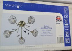 1 x Searchlight  Bellis II Semi Flush Ceiling Light Fittings in Antique Brass With Sphere Shades -