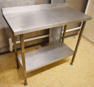 1 x Stainless Steel Prep Table With Upstand and Undershelf - H91.5 x W105 x D51 cms - CL455 - Ref