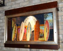 1 x Americana Wall Mounted Illuminated Display Case - MALIBU SURFIN USA - Includes Various Images,