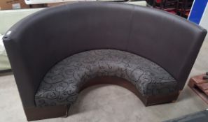 3 x Sections Of Curved Booth Seating Upholstered In A Brown Faux Leather & Fabric