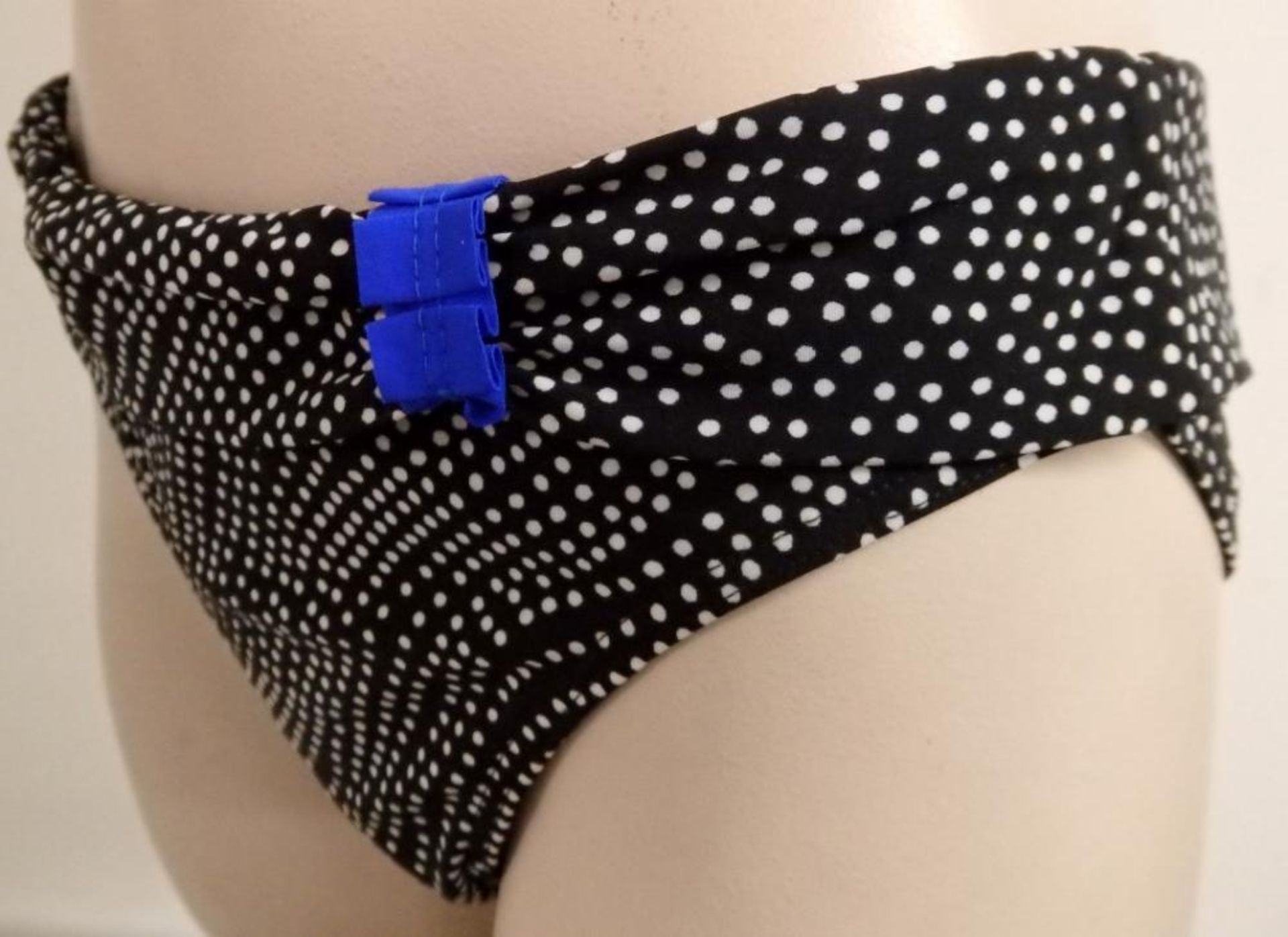 1 x Rasurel - Black Polka dot with royal blue trim &frill Tobago Bikini - B21068 - Size 2C - UK 32 - - Image 2 of 10