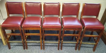5 x Restaurant/Bar Red Faux Leather Stools - Ref602