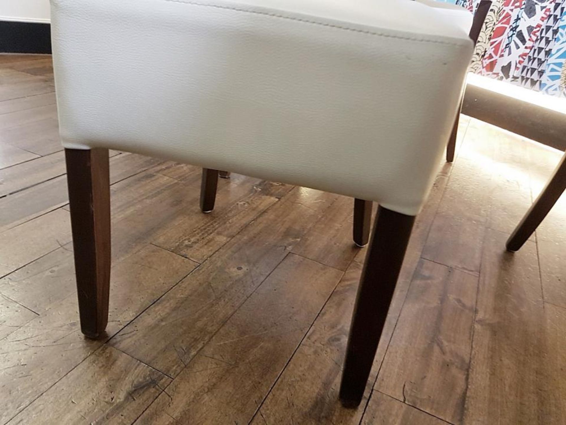 6 x Upholstered Restaurant Bar Chairs - Covered In A Light Cream Faux Leather - Image 7 of 7