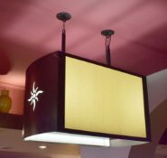 3 x Contemporary Suspended Ceiling Lights in Brown With Cut Out Star Design and Cream Fabric Shade