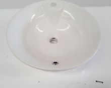1 x Free Standing White Ceramic Vanity Round Basin - Ref BY179