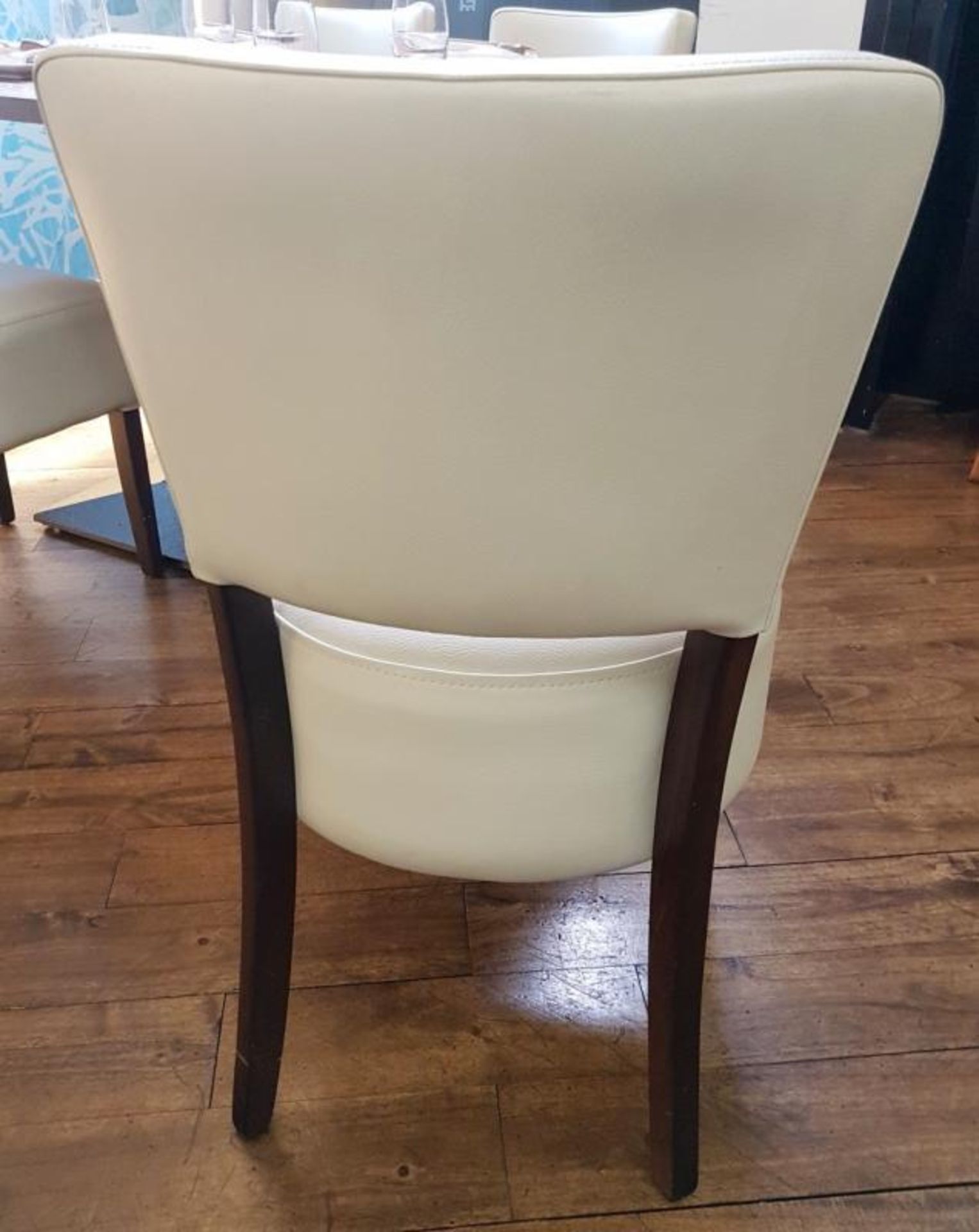 6 x Upholstered Restaurant Bar Chairs - Covered In A Light Cream Faux Leather - Image 6 of 7