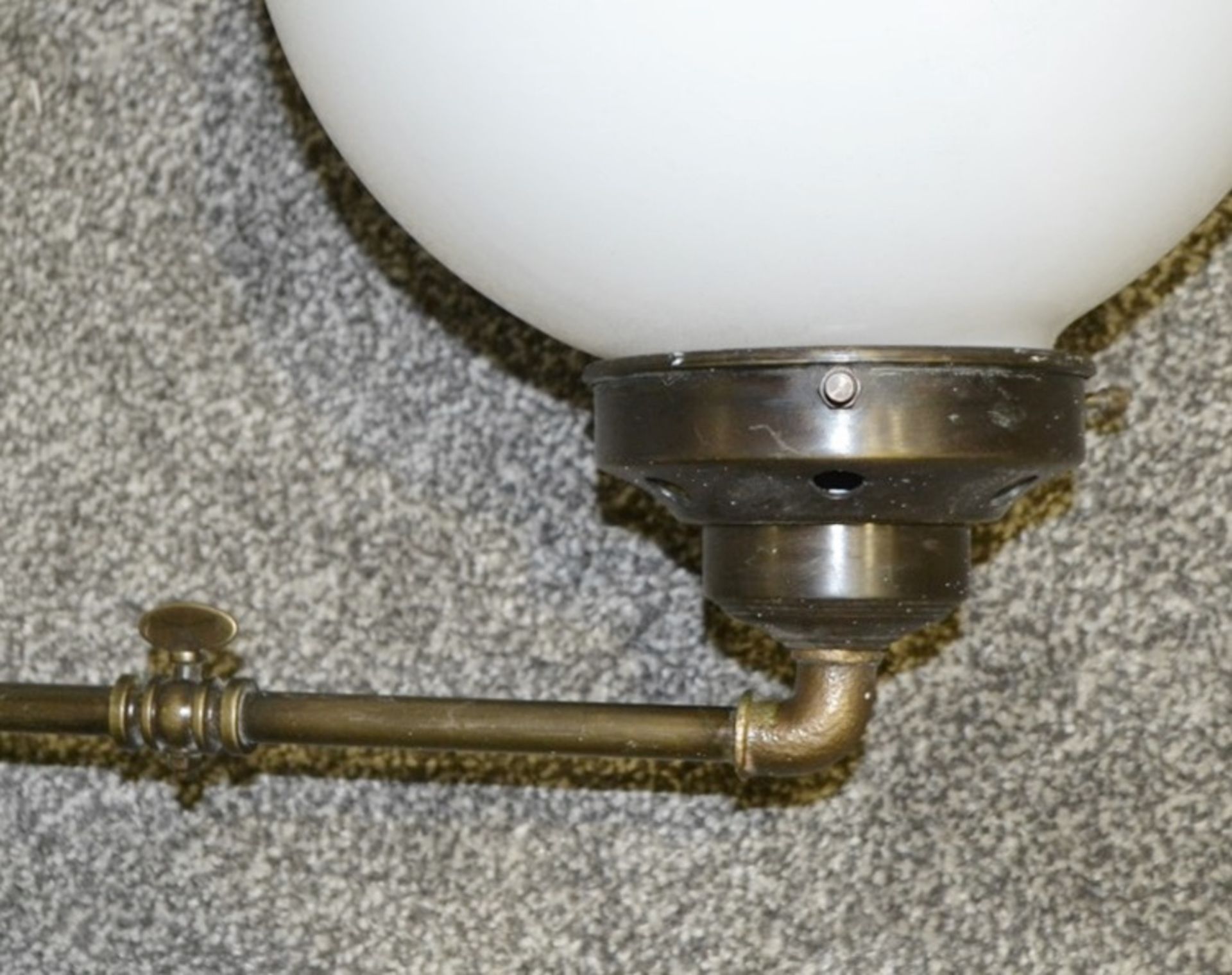 A Pair Of Industrial-Style 2-Sconce Light Fittings With With Opal Glass Shades - Bild 7 aus 7