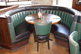 1 x Contemporary Semi Circle Seating Booths - Features a Leather Upholstery in Green and Black,