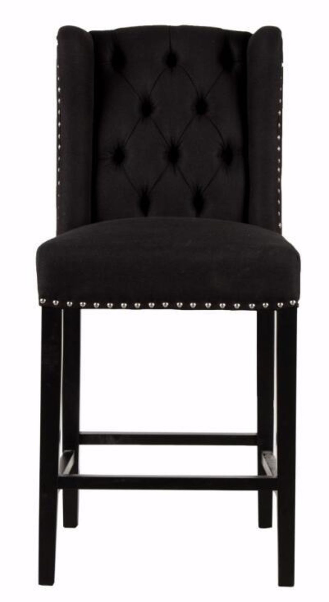2 x HOUSE OF SPARKLES Luxury Wing Back Bar Stools Richly Upholstered In Black Velvet - Brand New - Image 3 of 8