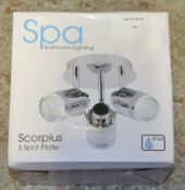 1 x Spa Bathroom Lighting Scorpius 3 Spot Plate - Brand New and Boxed - Ref: P - CL323 - Location: A
