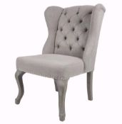 6 x HOUSE OF SPARKLES Luxury Wing Back Dining Chairs Richly Upholstered In A Premium Grey Linen -