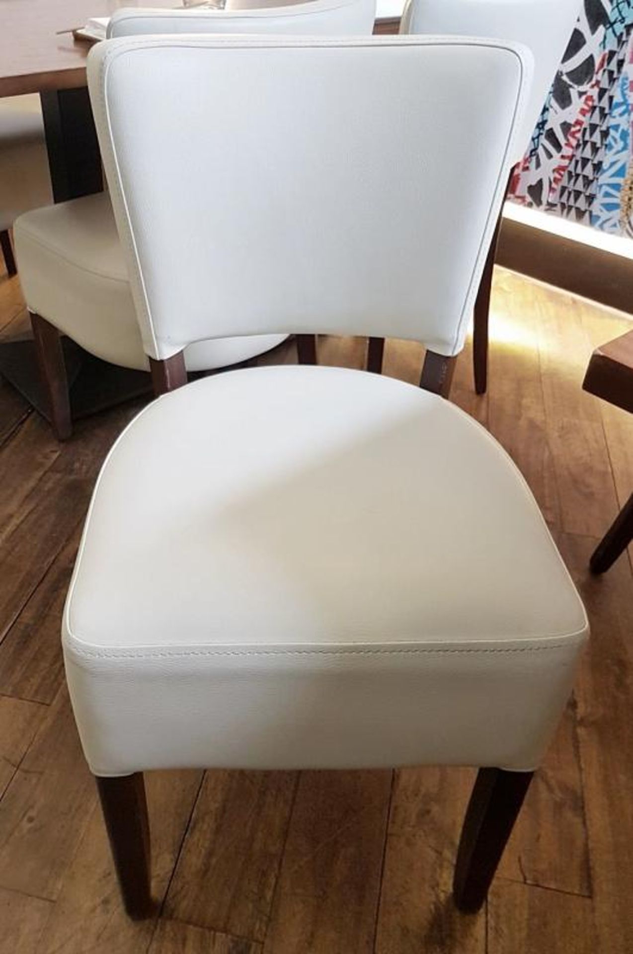 6 x Upholstered Restaurant Bar Chairs - Covered In A Light Cream Faux Leather - Image 2 of 7
