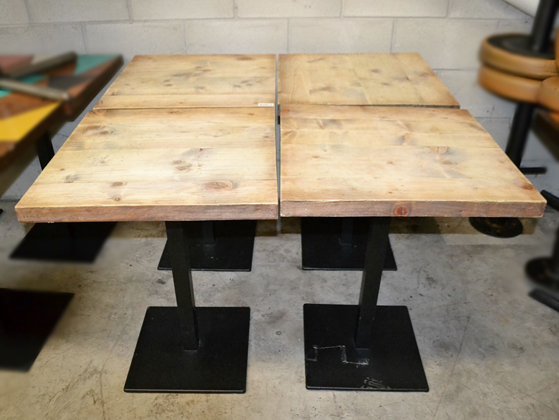 5 x Assorted Rustic Wood Topped Bisto Tables - Recently Removed From A Mexican Themed Bar & Grill