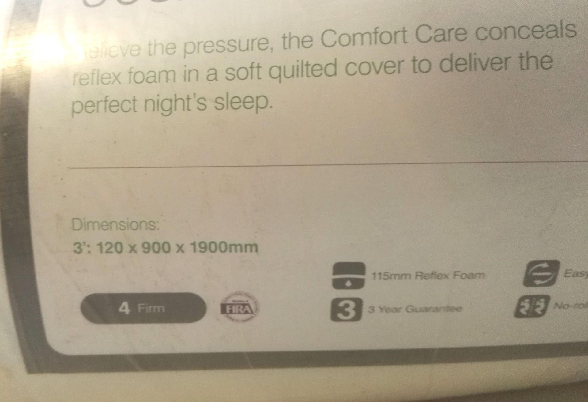 10 x Birlea 90cm Comfort Care Firm Rolled Up Reflex Foam Single Mattress - Brand New Stock - CL286 - - Bild 5 aus 5