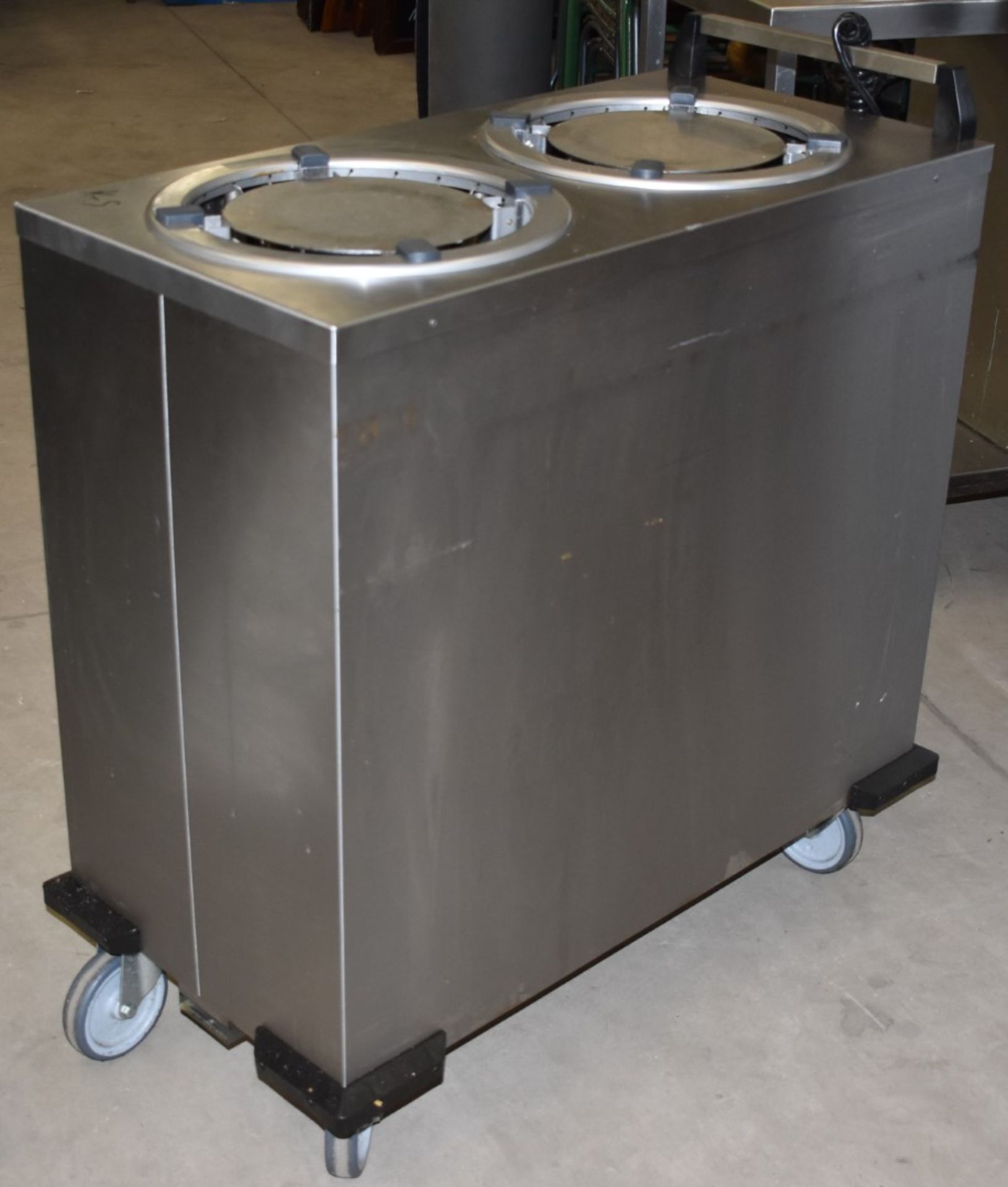 1 x Stainless Steel Twin Chamber Mobile Plate Warmer With Push Bar - Model THN-MS 280 - 280 Plate