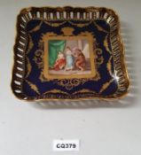 1 x ROYAL VIENNA ACKERMANN & FRITZ PORCELAIN SQUARE WAVED RIM PLATE( Has A Crack On The Underneath O