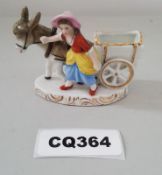 1 x Small Porcelain Figurine Of Women With Horse And Cart - Ref CQ364 E - Dimensions: H7/L9 cm - CL3