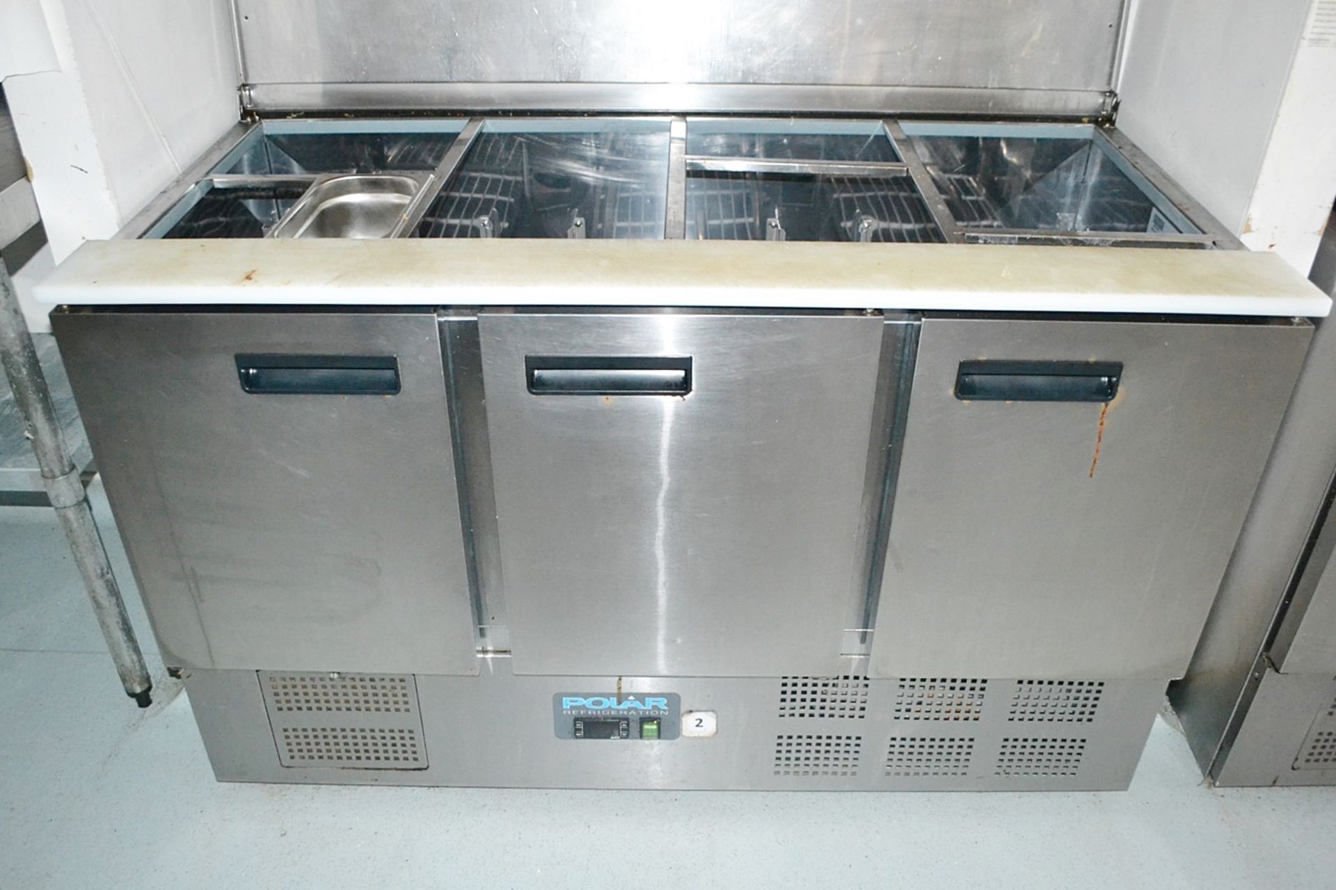 1 x Polar G607 3-Door Refrigerated Saladette Counter - CL425 - Location: Altrincham WA14