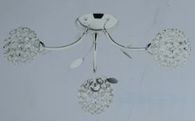 2 x Bellis II Semi Flush Ceiling Lights - Chrome Finish With Sphere Shades and Crystal Glass Buttons