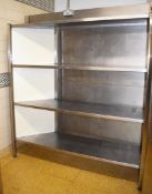 1 x Three Tier Stainless Steel Storage Shelf Unit With Solid Back and Sides - H191 x W134 back